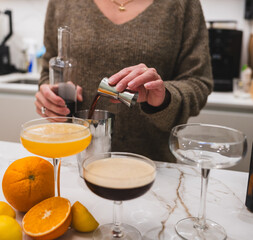 Homemade Cocktails with Margaritas and Espresso Martini Prepared in a Cozy Kitchen Setting