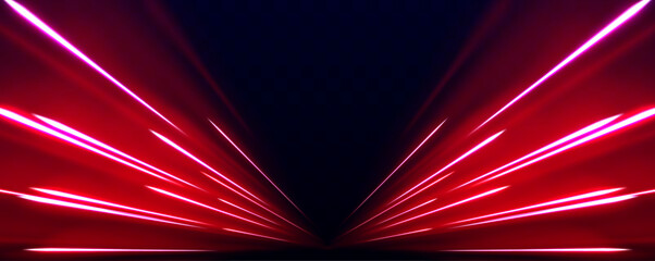 Abstract dynamic motion stripes – Glowing neon speed lines and fiery red light trails. Vector artwork for posters and modern designs. Luminous swirl concept.	