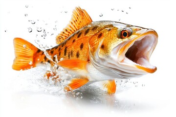 Orange Perch Jumping Out of Water