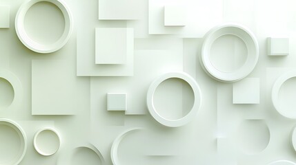 Abstract White Geometric Shapes Design Composition