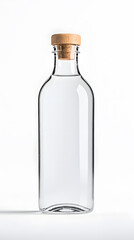 Glass clear bottle of water mock up, packaging template, isolated on white background