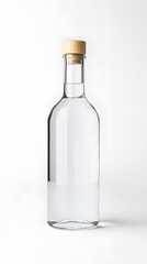 Glass clear bottle of water mock up, packaging template, isolated on white background