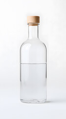 Glass clear bottle of water mock up, packaging template, isolated on white background