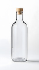 Glass clear bottle of water mock up, packaging template, isolated on white background