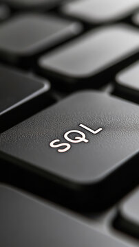 Sql key on keyboard highlighting coding and database management concepts