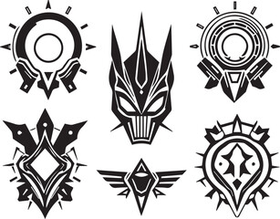 A set of futuristic items. Hand drawn vector illustration