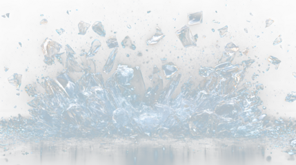 a bunch of ice cubes falling into the air