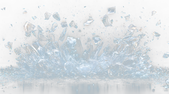 a bunch of ice cubes falling into the air