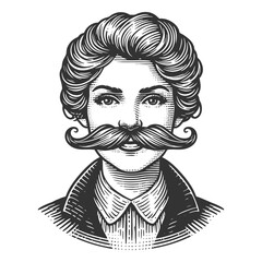 Smiling Woman with Mustache vector illustration