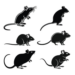 Mouse vector silhouette icon set of black differ (2).eps