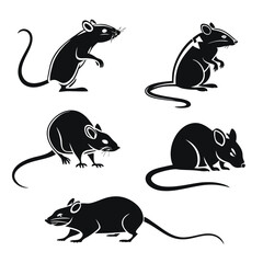 Funny cartoon animal silhouettes in black and white