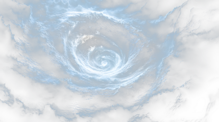 a very large white spiral in the middle of a dark blue ocean
