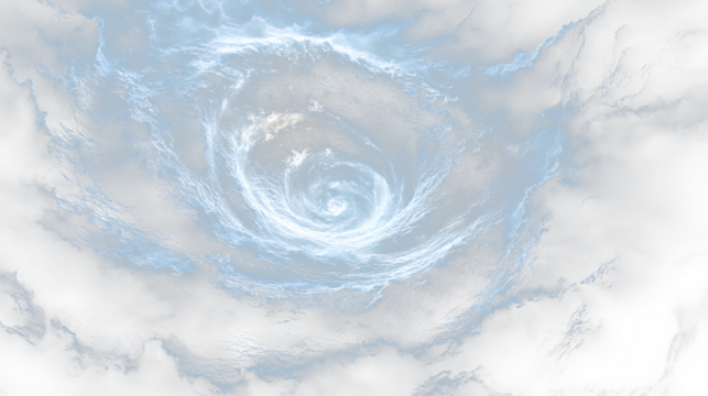 a very large white spiral in the middle of a dark blue ocean