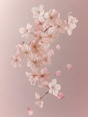 Obraz premium Pink cherry blossoms on a pale pink backdrop