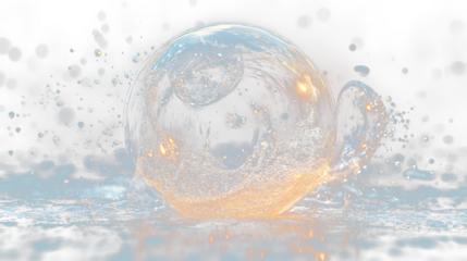 a glass ball with water and bubbles on it