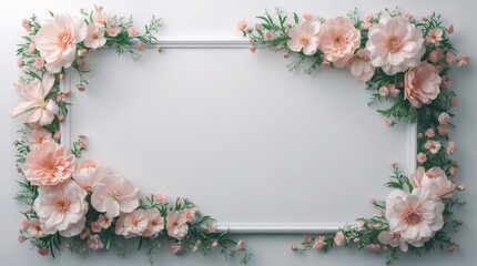 Stunning pastel pink blooms framing a white tray to create a tranquil and chic home decor centerpiece for display for Copyspace and Text Background