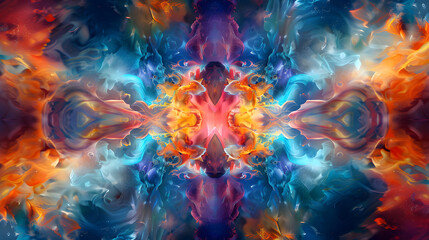 A colorful abstract painting with many bubbles and swirls.