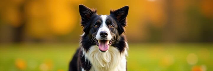 Triumphant border collie, tongue out, ears pricked,  dog,  intelligence