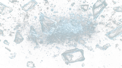 a bunch of ice cubes falling into the air