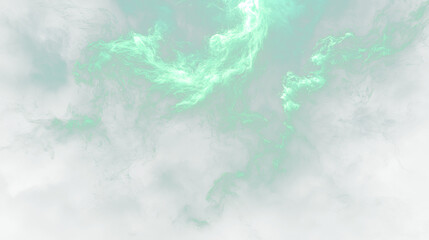 a green and black background with smoke