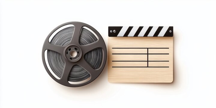 Film Reel and Clapperboard: An Iconic Representation of Cinematic Creativity and Storytelling