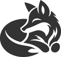 A fox lying down, resting its head on its paws vector animal silhouette
