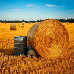 Obraz premium Transforming Wheat Harvest Waste into Biofuel Energy
