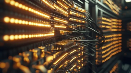 Vibrant Cables and Illuminated Lights in Data Center Environment