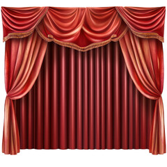 Theater stage curtains isolated on transparent background