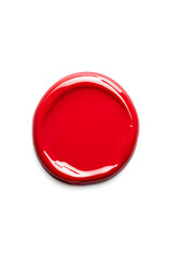 Red lipstick or paint circle sample smear isolated on white background