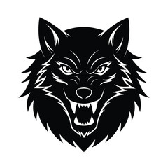 Black Wolf Head Silhouette, Aggressive Canine, Wild Animal Logo