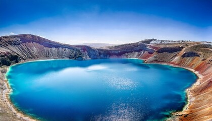 Obraz premium The lake sparkles like a jewel in the heart of nature. 