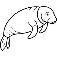 Dugong Vector Art in Clean Line Design