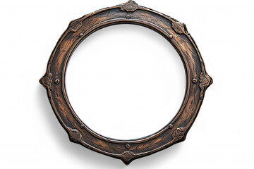 Antique bronze ornamental circular frame with intricate design