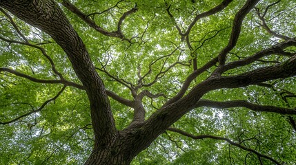 Lush Green Tree Canopy Sunlight Overhead View