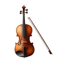 Fototapeta premium Violin and bow isolated on transparent background
