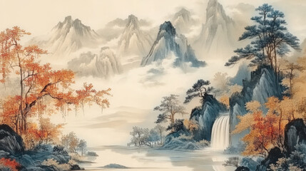 A Chinese style landscape painting