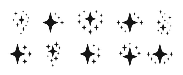 Fototapeta premium Star vector icons. Stars collection. Black vector stars. Sparkle vector icons set. Shine symbol illustration. Star icons.