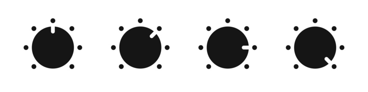 Regulator icon. Regulator flat vector set. Volume knob. Control knob Round dial regulator knob.