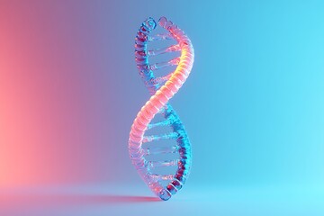 3D DNA helix, vibrant colors, studio shot