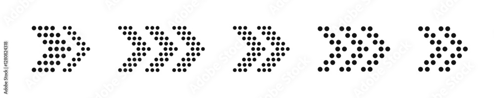 Poster dotted arrow icon collection. halftone arrows. arrow vector collection. arrow cursor icons. vector a