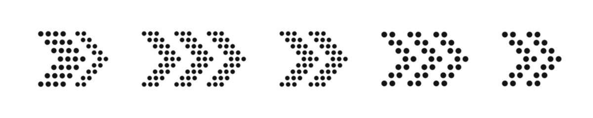 Dotted arrow icon collection. Halftone arrows. Arrow vector collection. Arrow cursor icons. Vector arrows collection.  Arrow icon set.
