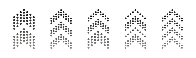 Dotted arrow icon collection. Halftone arrows. Vector arrows collection.  Arrow icon set. Arrow vector collection. Arrow cursor icons.