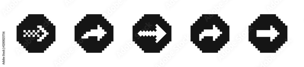 Poster set of pixel arrows. 8 bit pixel arrows. pixel arrows. 8 bit pixel arrows vector illustration. arrow