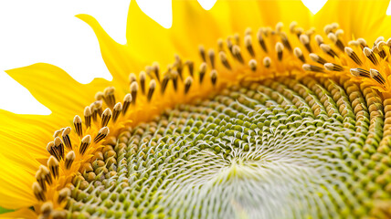 Intricate Sunflower Center with Spiral Seed Pattern on Transparent Background, PNG