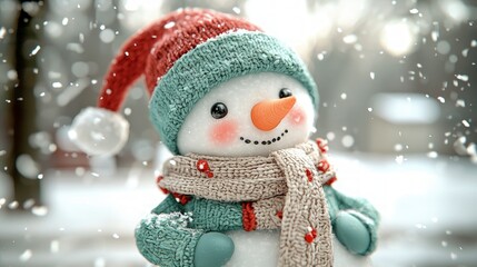 Adorable Snowman in Winter Wonderland  Christmas Clipart  Holiday Illustration