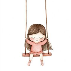 Swing High on the Swing Set - Minimalist Isolated Image of Joyful Playtime Capturing the Essence of Childhood Fun and Freedom in a Simple Clean Design
