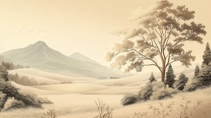 A Chinese style landscape painting
