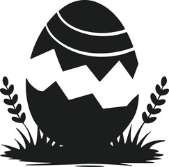 Cracked Easter Egg Silhouette – Festive Broken Egg Vector