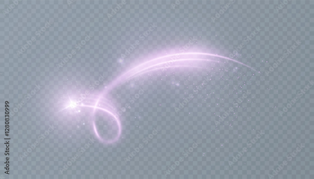 Poster bright magical comet light effect with lots of sparkling glitter and shimmering light effects. magic